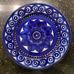 Vintage Arabia Finland VALENCIA Ulla Procope 10” Dinner Plate Blue Signed VGUC